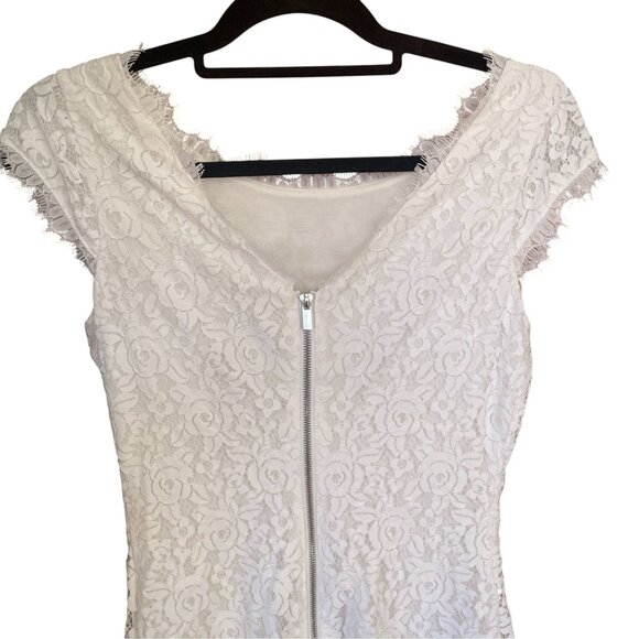 NWT Diane Von Furstenberg Barbara White Lace Mini Dress SZ 4 Rose Floral Bridal - Picture 4 of 11